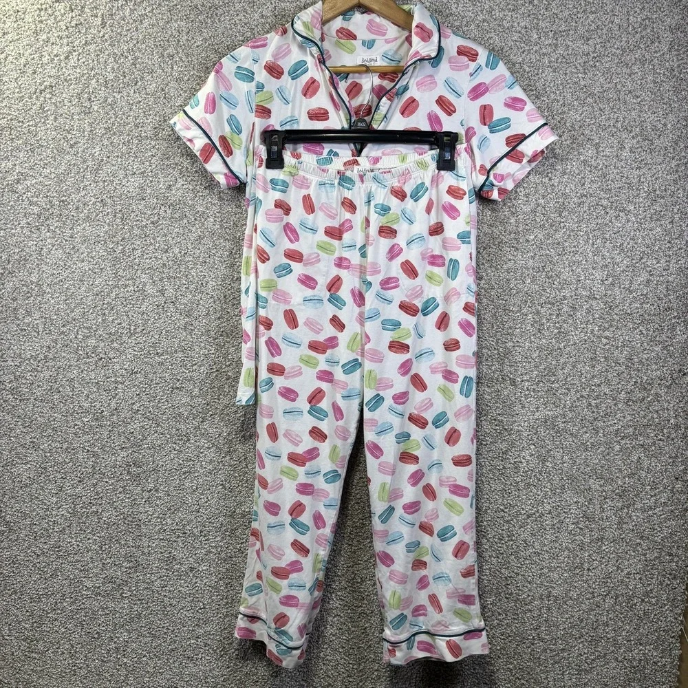 BedHead Pajamas Set Womens‎ Small Multicolor Macaron Print Button Up Made USA